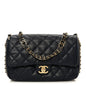 Caviar Quilted Small CC You Flap Navy