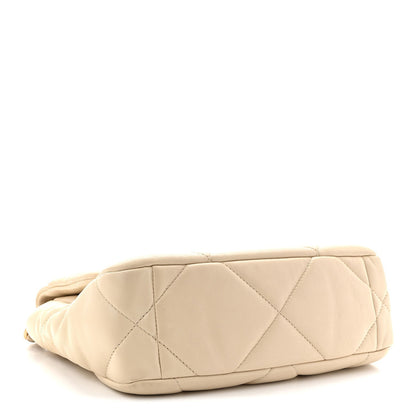 Lambskin Quilted Medium Chanel 19 Flap Light Beige