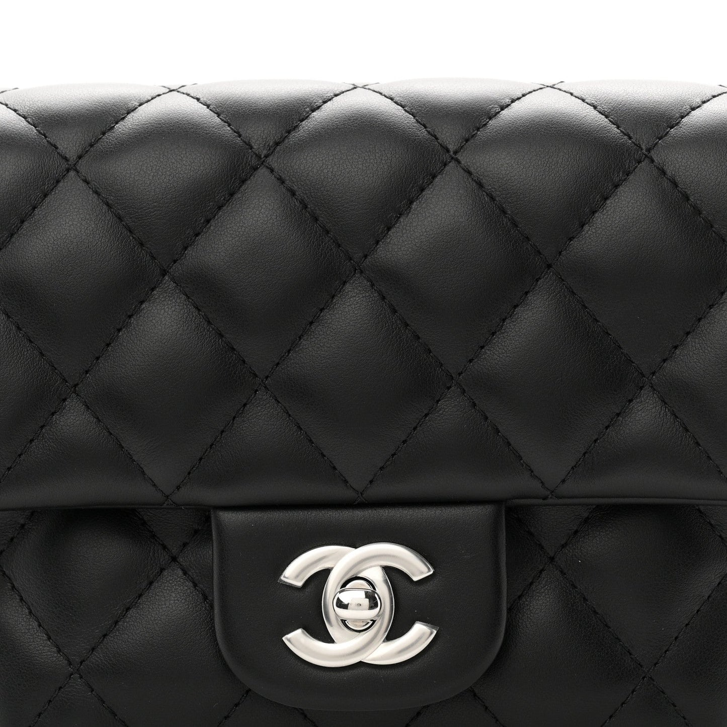 Calfskin Quilted CC Uniform Flap Belt Bag Black