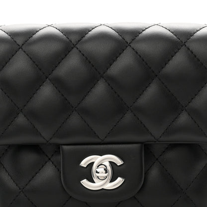 Calfskin Quilted CC Uniform Flap Belt Bag Black