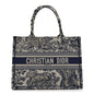 Canvas Embroidered Medium Dioriviera Toile De Jouy Book Tote Blue