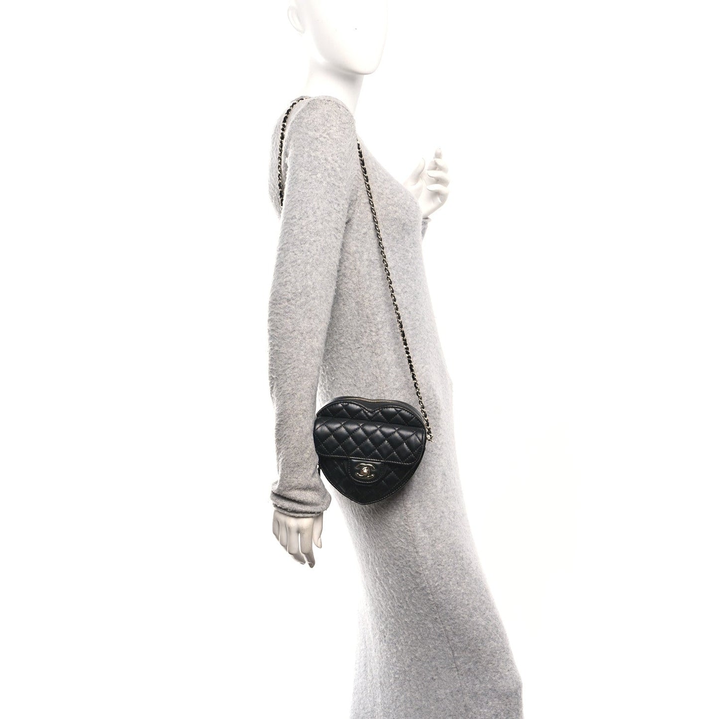 Lambskin Quilted CC In Love Heart Bag Black