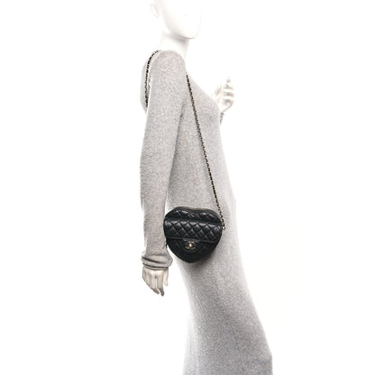 Lambskin Quilted CC In Love Heart Bag Black