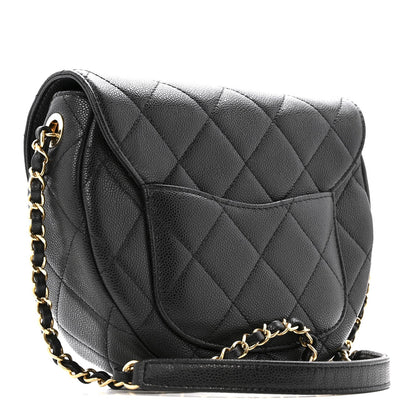 Caviar Quilted Small Messenger Flap Black