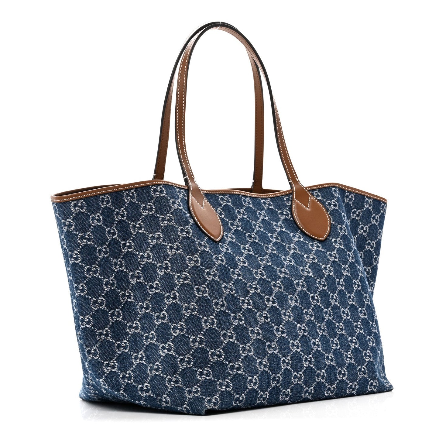 New Denim GG Monogram Calfskin Large Totissima Tote Blue