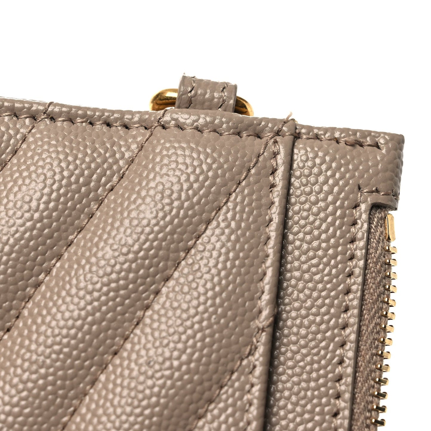 Grain De Poudre Chevron Monogram Large Bill Pouch Dark Beige