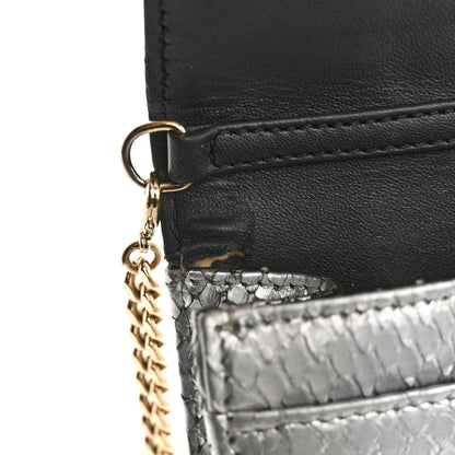 Snakeskin Diorama Wallet on Chain Pouch Silver