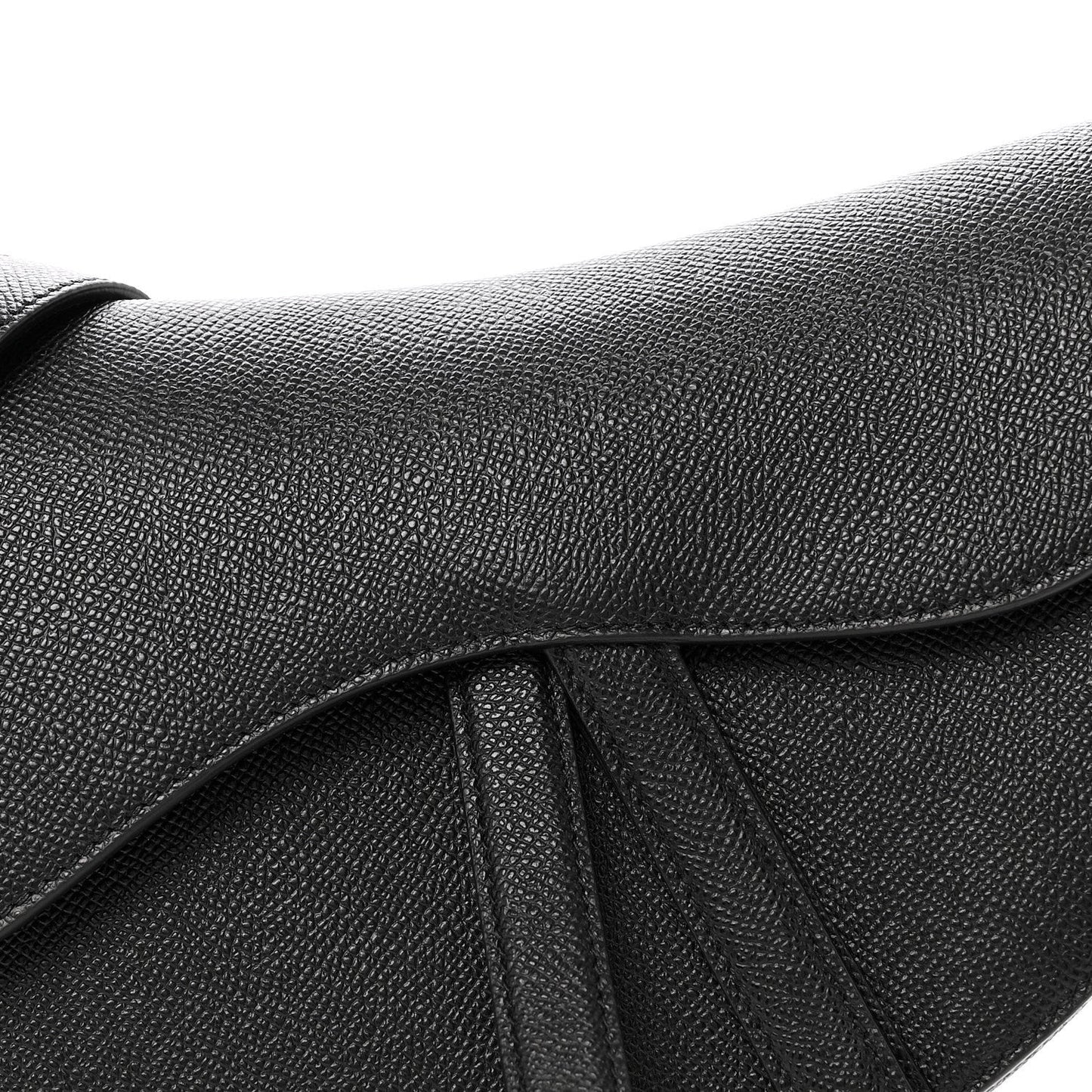Grained Calfskin Saddle Bag With Strap Black