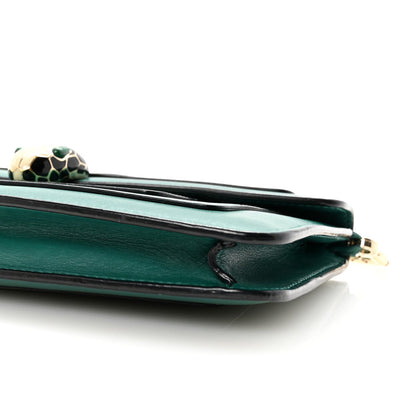 Calfskin Serpenti Forever Flap Clutch  Emerald Green