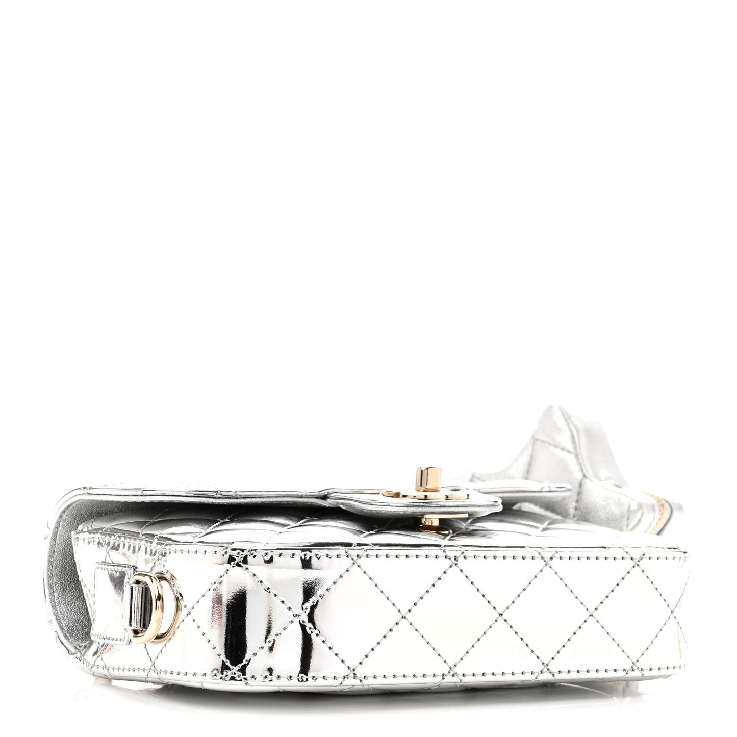 Mirror Calfskin Metallic Calfskin Quilted Hollywood Boulevard Mini Flap With Star Coin Purse Silver