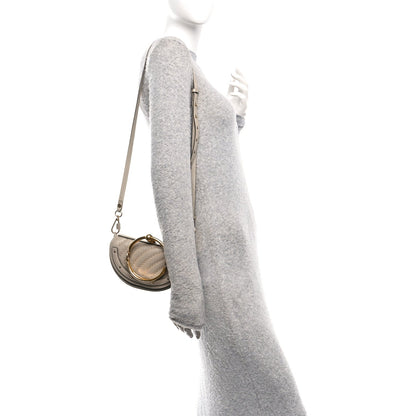 Calfskin Lambskin Quilted Studded Nile Bracelet Minaudiere Bag Pastel Grey