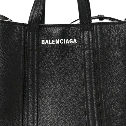 Grained Calfskin Small Everyday North South Shoulder Tote Bag Black