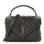 Sheepskin Matelasse Chevron Monogram Medium College Bag Asphalt