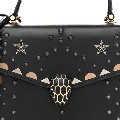 Calfskin Studded Serpenti Forever Top Handle Black