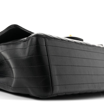 Lambskin Chevron Quilted Maxi Double Flap Black