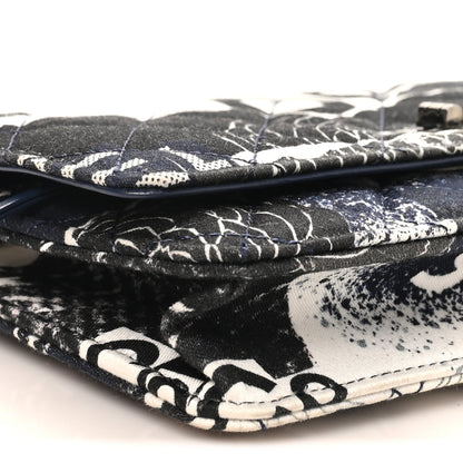 Canvas Printed Quilted 2.55 Reissue Wallet On Chain WOC White Black Navy Blue