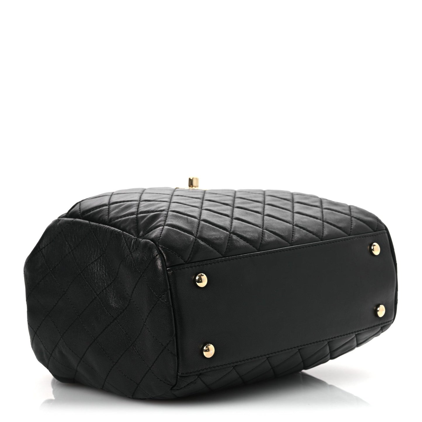 Lambskin Quilted Drawstring Bag Black