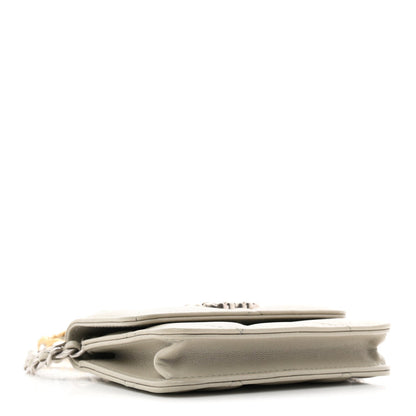 Lambskin Quilted Chanel 19 Flap Coin Purse With Chain Grey