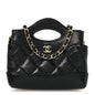 Shiny Lambskin Quilted Micro 31 Clutch With Chain Black