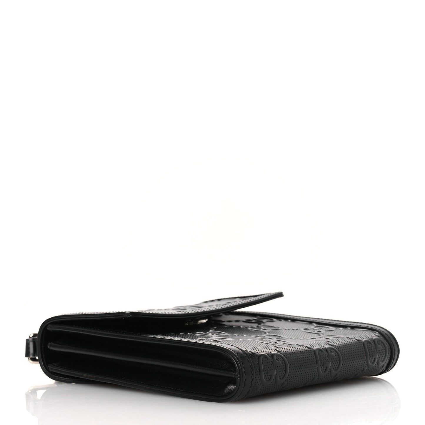 Calfskin GG Tennis Embossed Messenger Bag Black