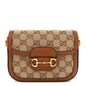 New Canvas Charisma Calfskin Crystal GG Monogram Mini Horsebit 1955 Shoulder Bag Camel Ebony