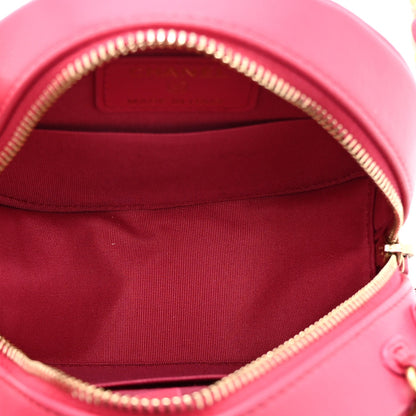 Lambskin Quilted Chanel 19 Round Clutch With Chain Pink