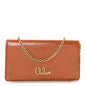 Calfskin Iconic Flap Wallet On Chain Clay Brown