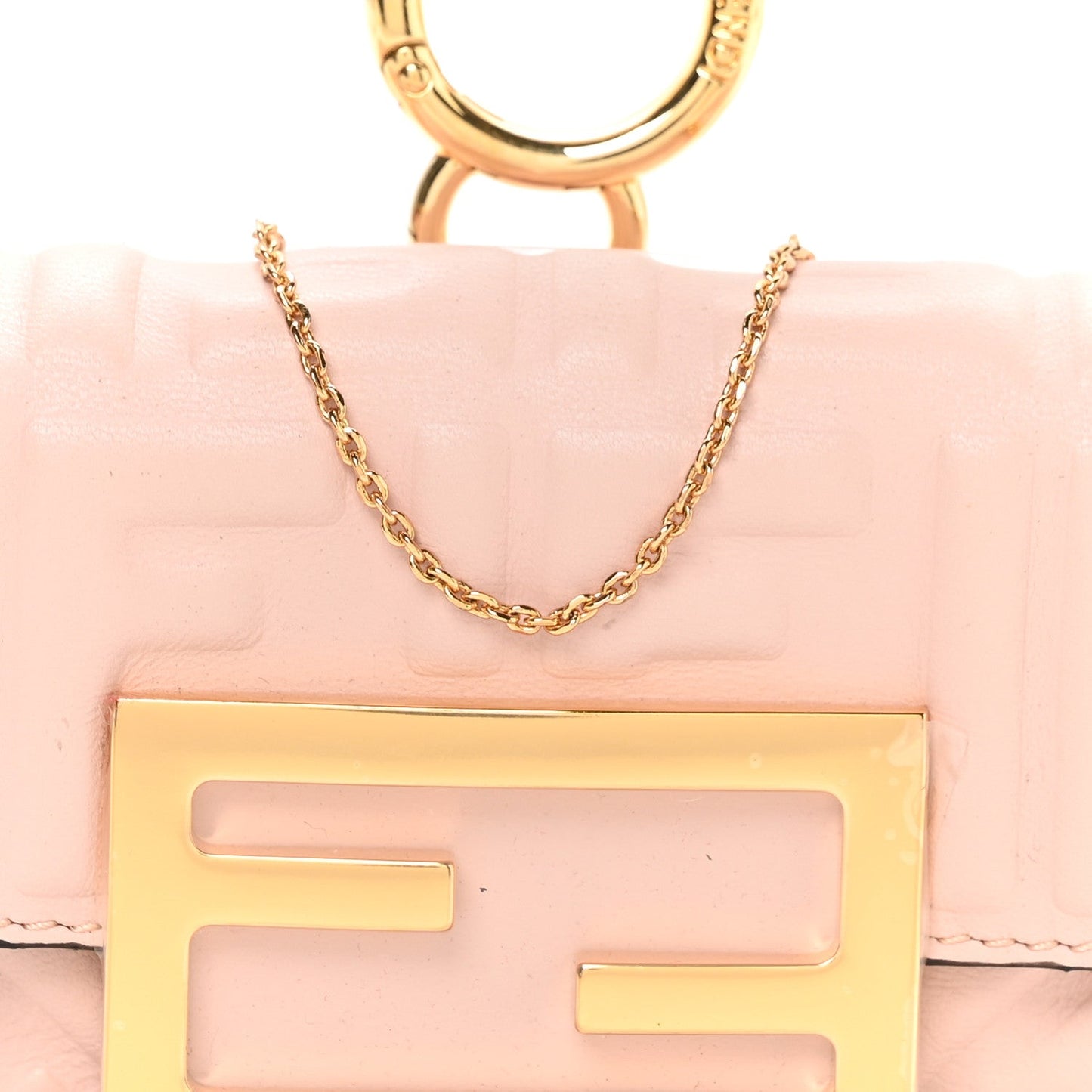 Nappa Matisse FF Embossed Nano Maxi Buckle Baguette Charm Rosa Quarzo