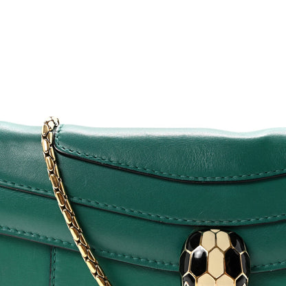 Calfskin Serpenti Forever Flap Clutch  Emerald Green