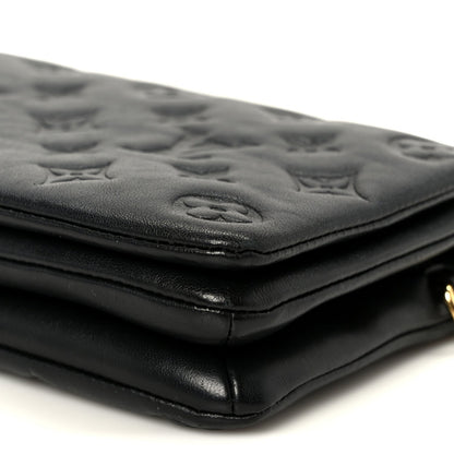 Lambskin Embossed Monogram Pochette Coussin Black