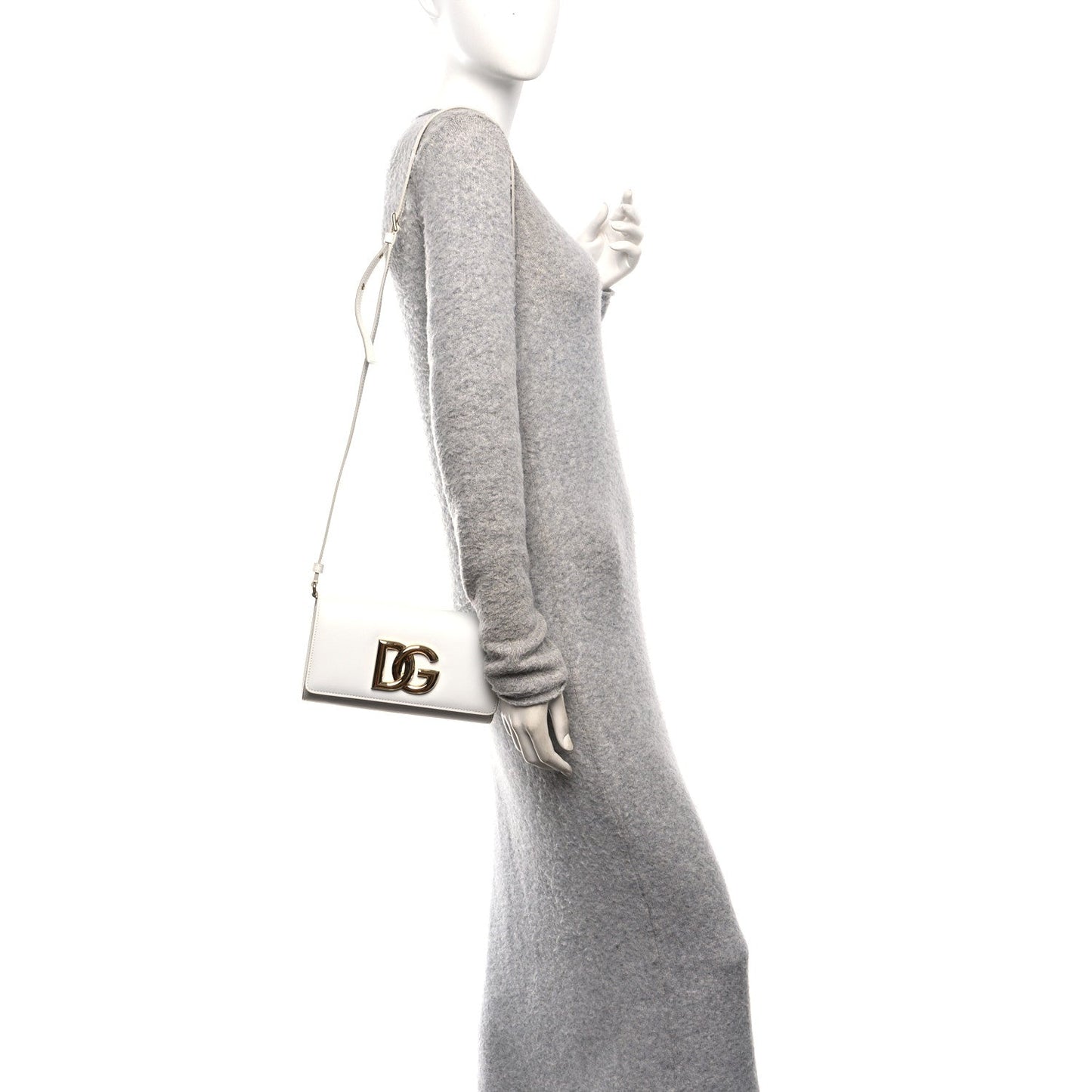 Calfskin DG Millennials Crossbody Bag White