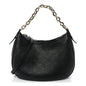 GG Grainy Calfskin Emblem Large Half Moon Shoulder Bag Black