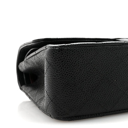 Caviar Quilted Medium Double Flap Black