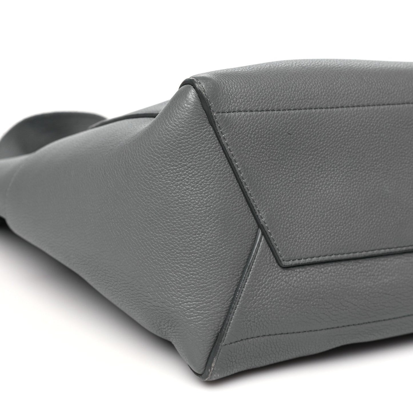 Soft Grained Calfskin Sangle Bucket Bag Grey