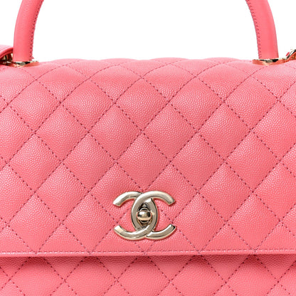 Caviar Quilted Small Coco Handle Flap Pink