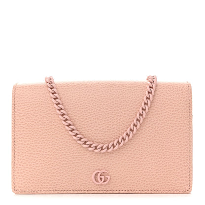 Dollar Calfskin Enamel Monochrome Mini GG Marmont Chain Wallet Perfect Pink