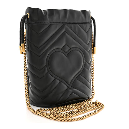 Calfskin Matelasse Mini GG Marmont 2.0 Bucket Bag Black