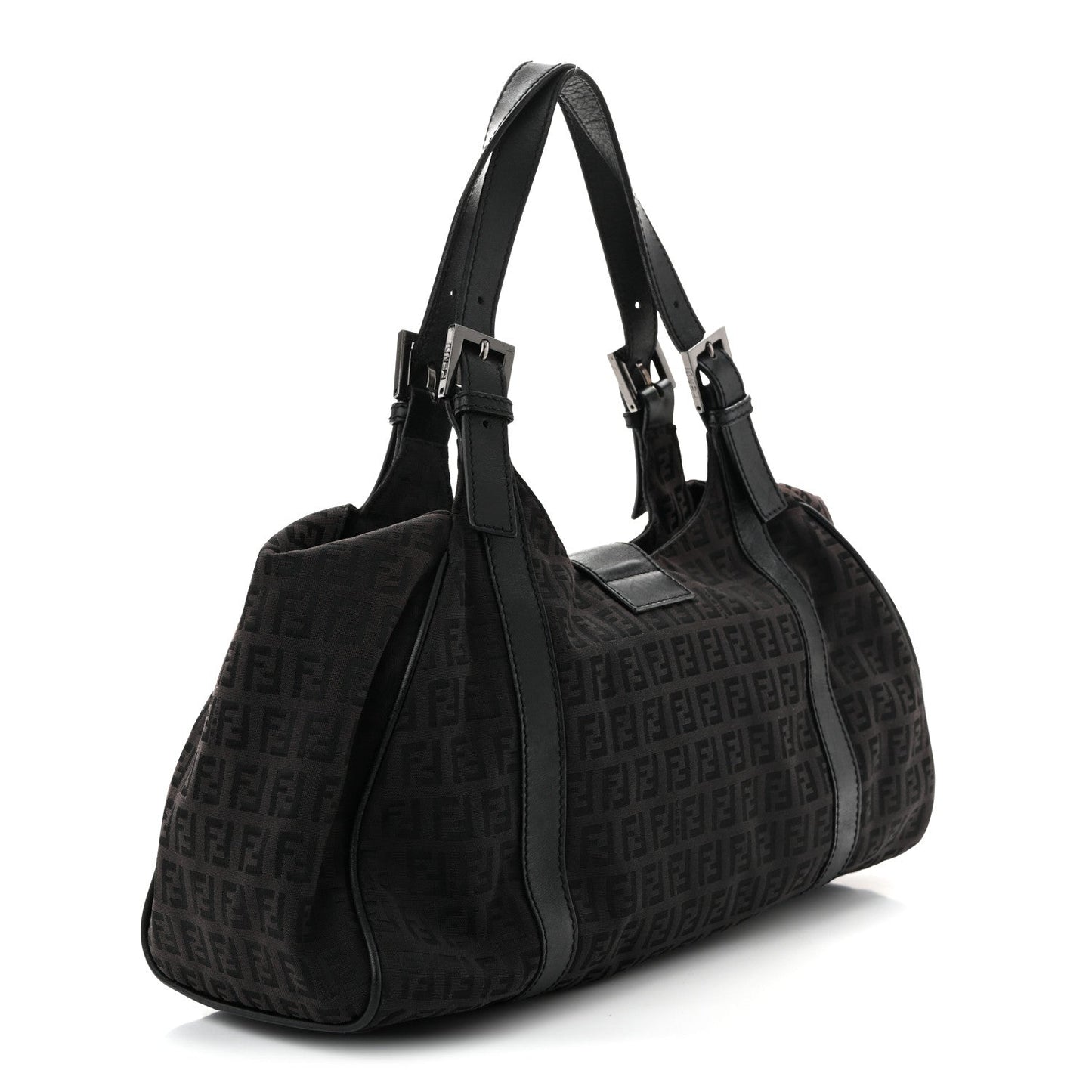 Zucchino Vitello Shoulder Bag Black Moro