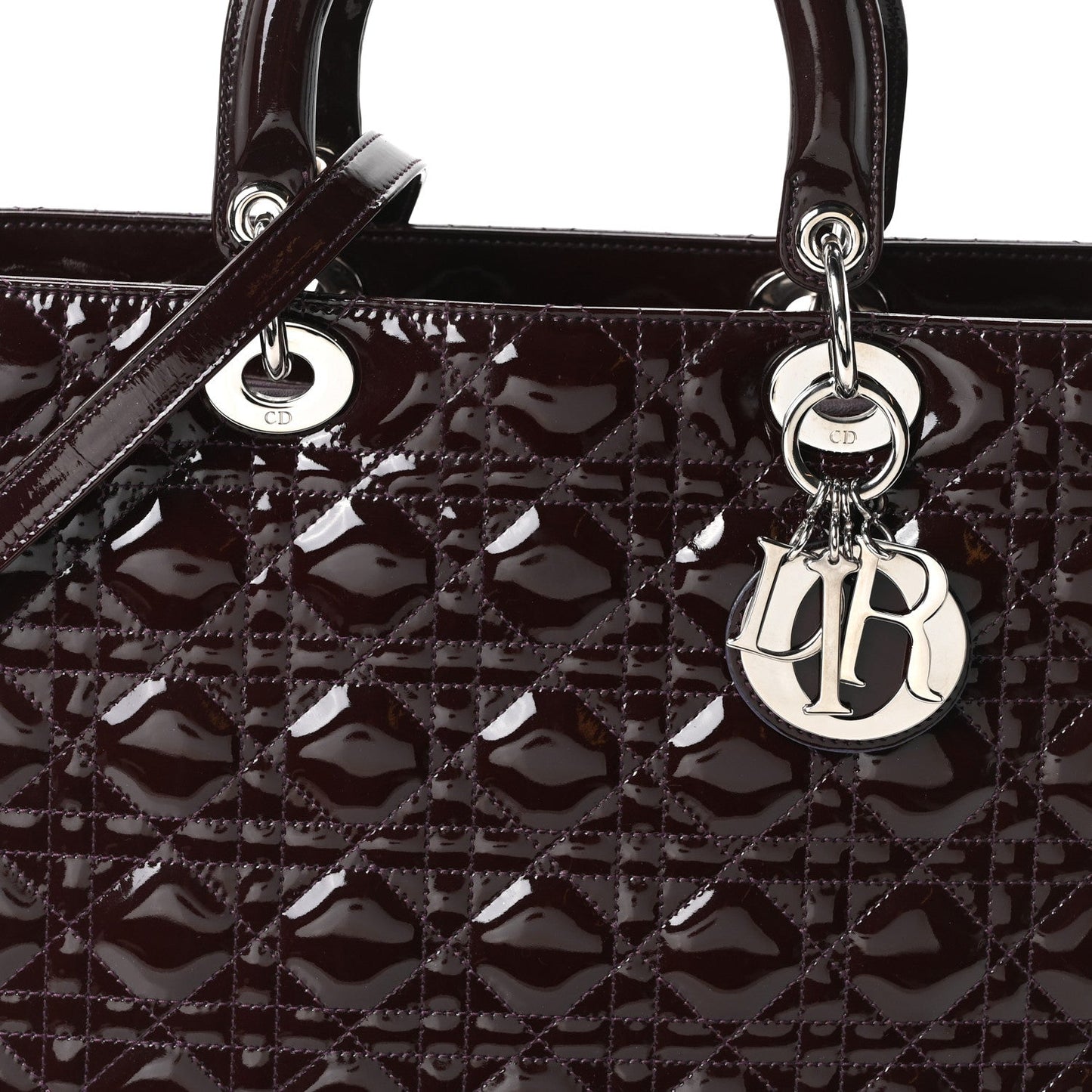 Patent Cannage Large Lady Dior Burgundy