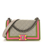 Canvas Quilted Medium Fluo Boy Flap Dark Grey Fuchsia Green