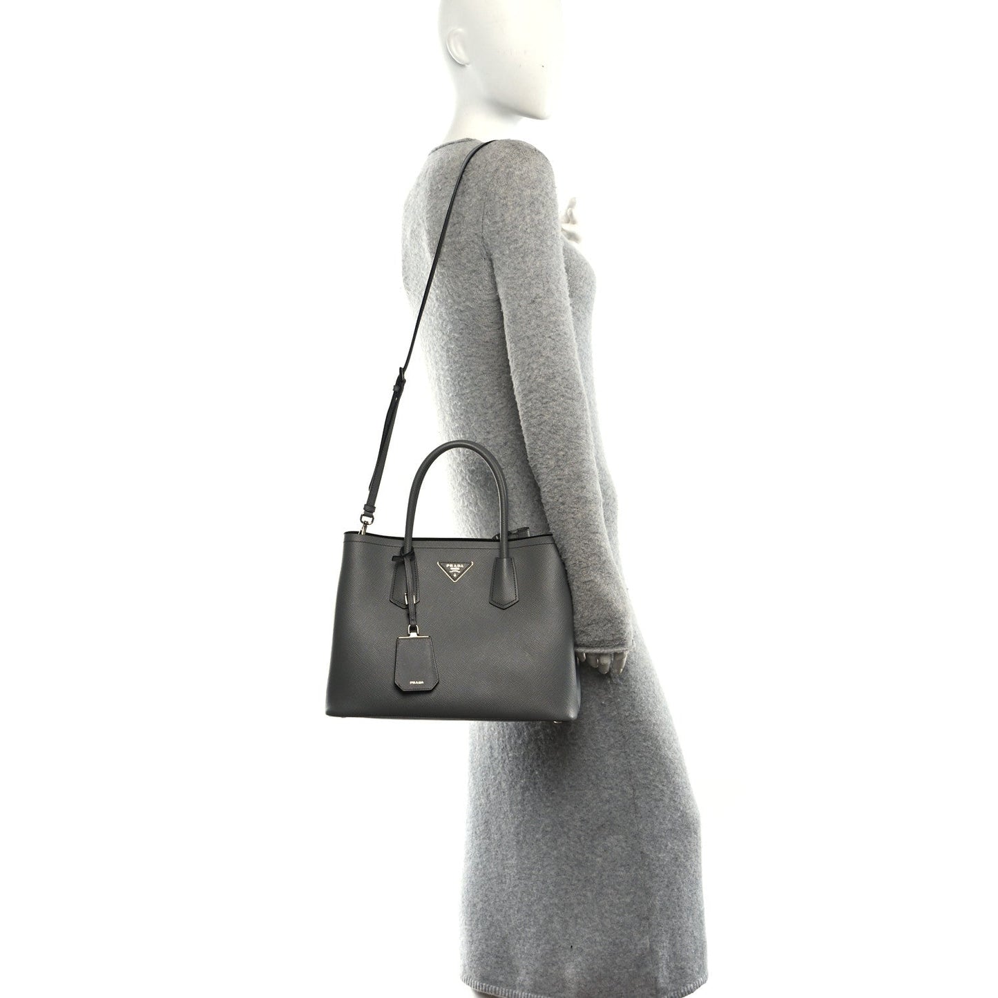 Saffiano Cuir Medium Double Bag Marmo