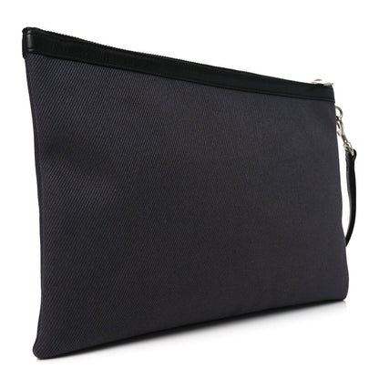Linen Canvas Rive Gauche Zipped Pouch Black