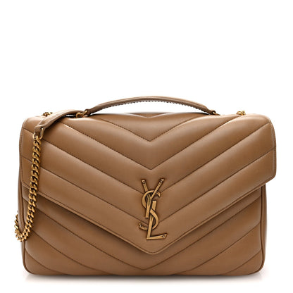 Lambskin Chevron Quilted Large LouLou Natural Tan