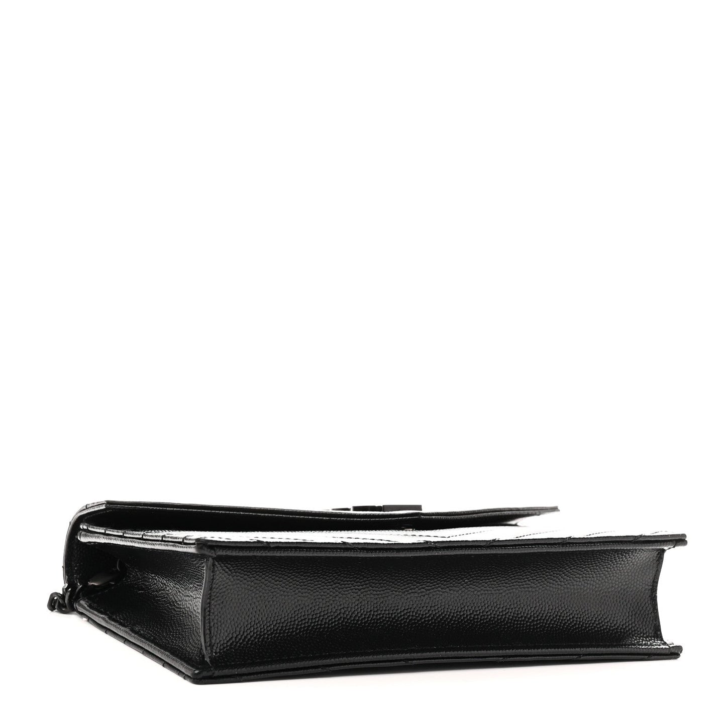 Grain De Poudre Matelasse Chevron Monogram Monochrome Envelope Chain Wallet Black