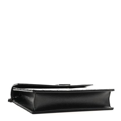 Grain De Poudre Matelasse Chevron Monogram Monochrome Envelope Chain Wallet Black