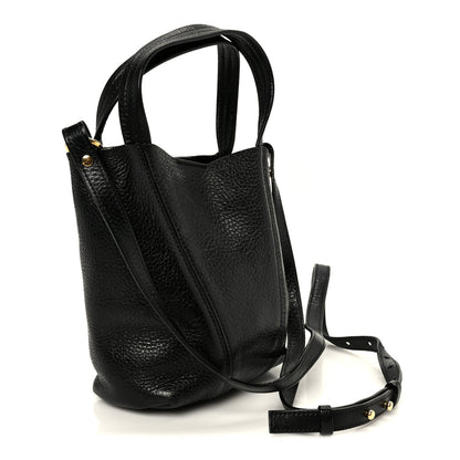 Grained Calfskin Small Spin Tote Black