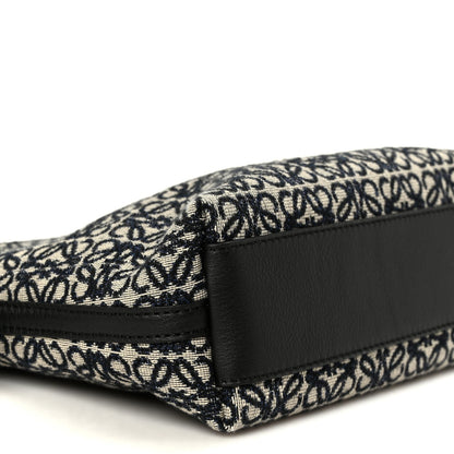 Jacquard Anagram Calfskin Mini Flamenco Knot Clutch Navy Black