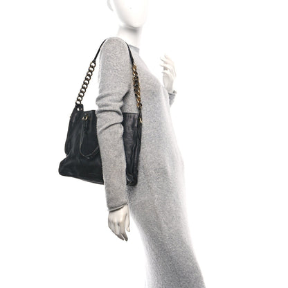 Calfskin Chain Tote Black