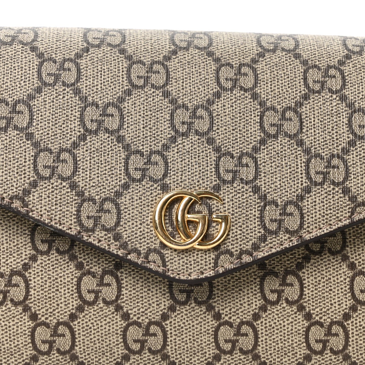 GG Supreme Monogram Textured Dollar Calfskin Web Mini Ophidia Envelope Shoulder Bag Beige Ebony
