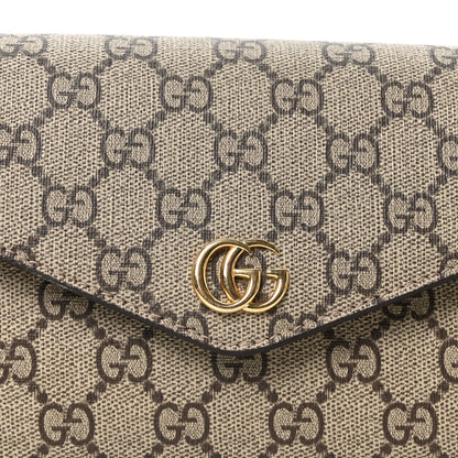 GG Supreme Monogram Textured Dollar Calfskin Web Mini Ophidia Envelope Shoulder Bag Beige Ebony